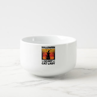 Halloween Scary Cat Lady Vintage Engraving Shirt D Soup Mug