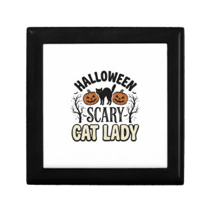 Halloween Scary Cat Lady Vintage Vector Design_1 Gift Box