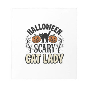 Halloween Scary Cat Lady Vintage Vector Design_1 Notepad