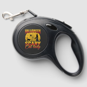 Halloween Scary Cat Lady Witch Spider Web Retractable Pet Leash