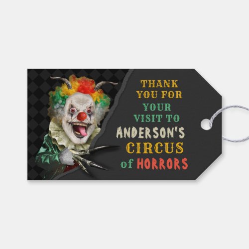 Halloween Scary Clown Adult Creepy Circus Party Gift Tags