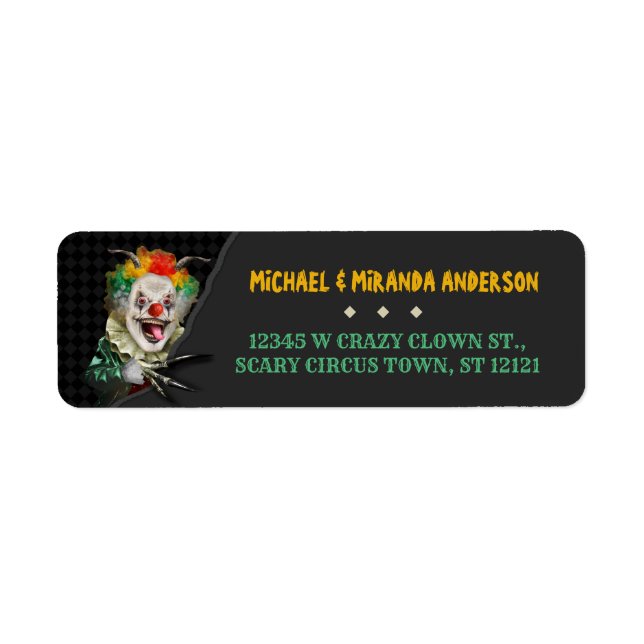 Halloween Scary Clown Adult Creepy Circus Party Label (Front)