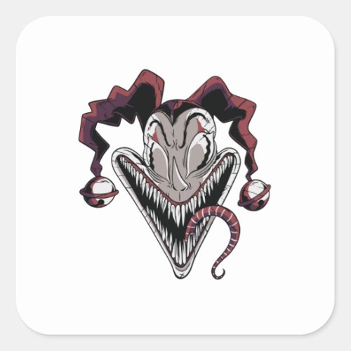 Halloween Scary Clown Face Square Sticker