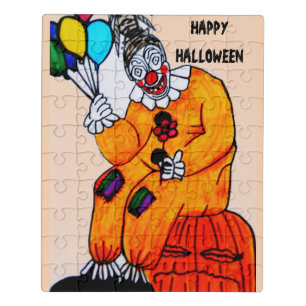 HALLOWEEN SCARY CLOWN WITH BALLOONS puzzle
