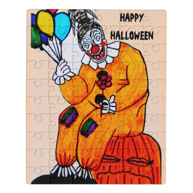 HALLOWEEN SCARY CLOWN WITH BALLOONS puzzle (Puzzle Vertical)