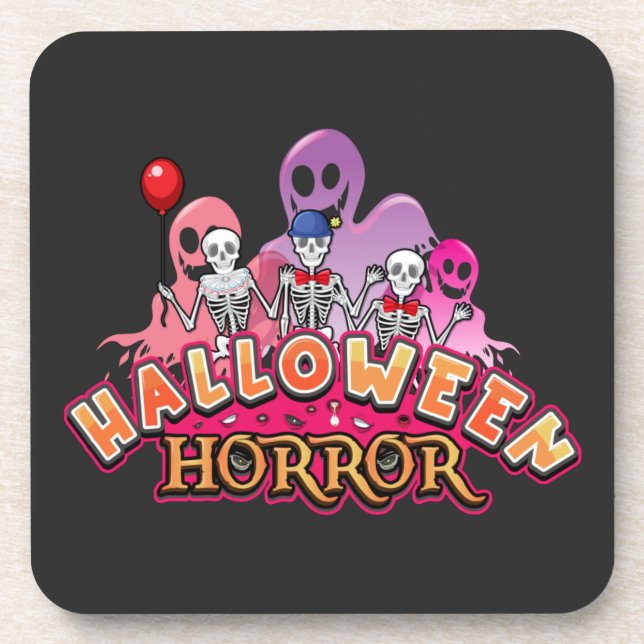 Halloween Scary Clowns Horror    Beverage Coaster (Front)