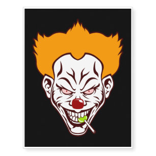 Halloween - Scary & Creepy Evil Clown Face Temporary Tattoos