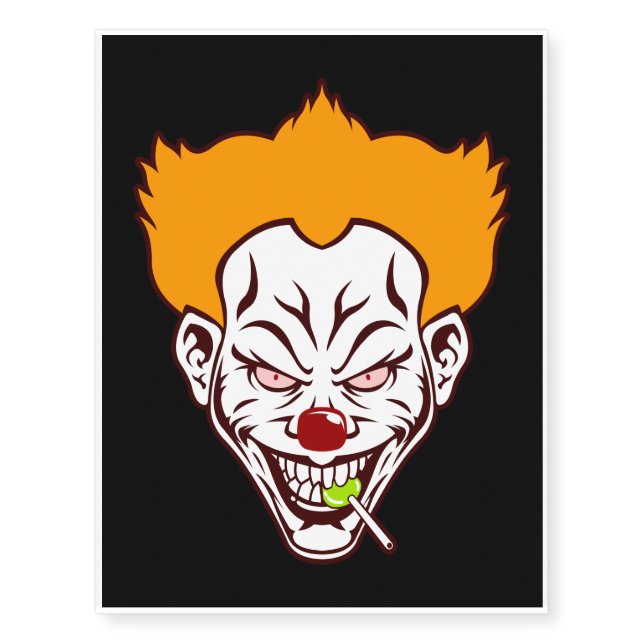 Halloween - Scary & Creepy Evil Clown Face Temporary Tattoos (Front)