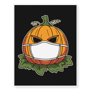 Halloween Scary Creepy Pumpkin Wearing Mask Temporary Tattoos