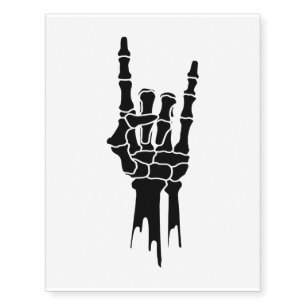 Halloween Scary Creepy Skeleton Rocker Hand Temporary Tattoos
