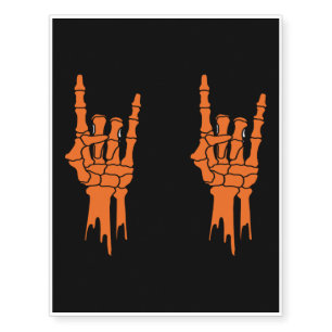 Halloween Scary Creepy Skeleton Rocker Hands Temporary Tattoos