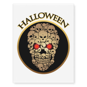 Halloween Scary & Creepy Skulls Red Eye Temporary Tattoos