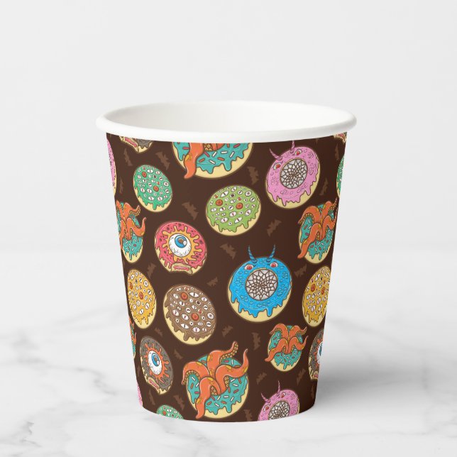 Halloween Scary Donut Pattern Paper Cups (Front)
