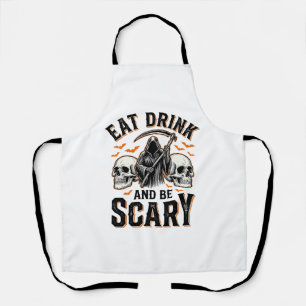Halloween Scary Eat Drink And Be Scary Grim Reaper Apron