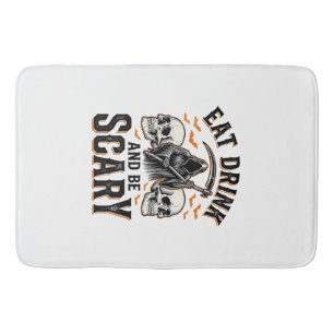 Halloween Scary Eat Drink And Be Scary Grim Reaper Bath Mat