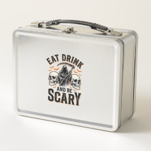 Halloween Scary Eat Drink And Be Scary Grim Reaper Metal Lunch Box