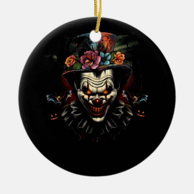Halloween Scary Evil Clown Mask Horror Face Zombie Ceramic Ornament (Front)
