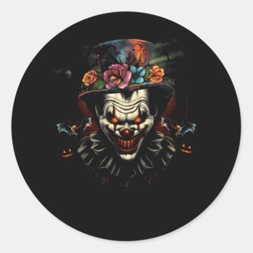 Halloween Scary Evil Clown Mask Horror Face Zombie Classic Round Sticker