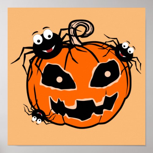 Halloween Scary Evil Pumpkin Funny Pumpkin Head Poster