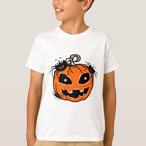 Halloween Scary Evil Pumpkin Funny Pumpkin Head T_Shirt