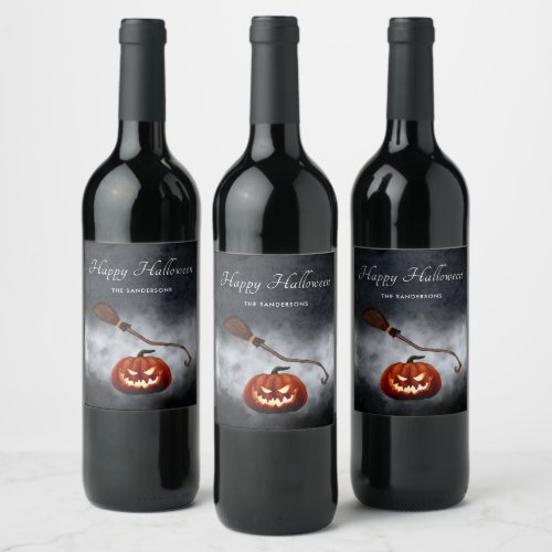  Halloween Scary Evil Pumpkin Personalized Wine Label