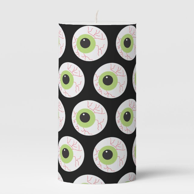 Halloween Scary Eyeball Pillar Candle (Front)