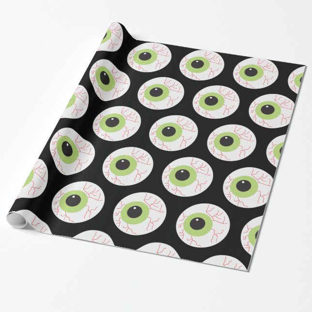 Halloween Scary Eyeball Wrapping Paper (Unrolled)