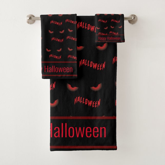 Halloween Scary Eyes Pattern Bath Towel Set (Insitu)