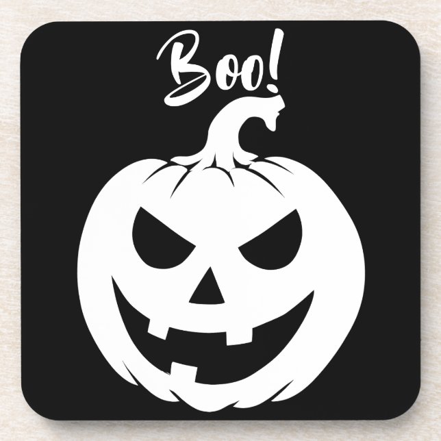 Halloween Scary Face Jack-O-Lantern Custom  Beverage Coaster (Front)