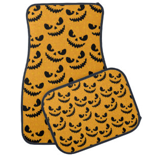 Halloween: scary faces, vintage style. car floor mat