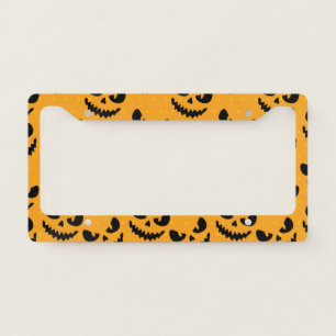 Halloween: scary faces, vintage style. license plate frame