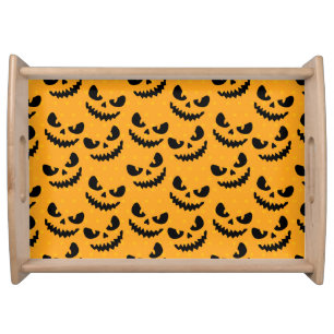 Halloween: scary faces, vintage style. serving tray