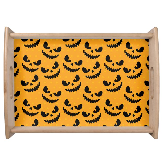 Halloween: scary faces, vintage style. serving tray (Front)