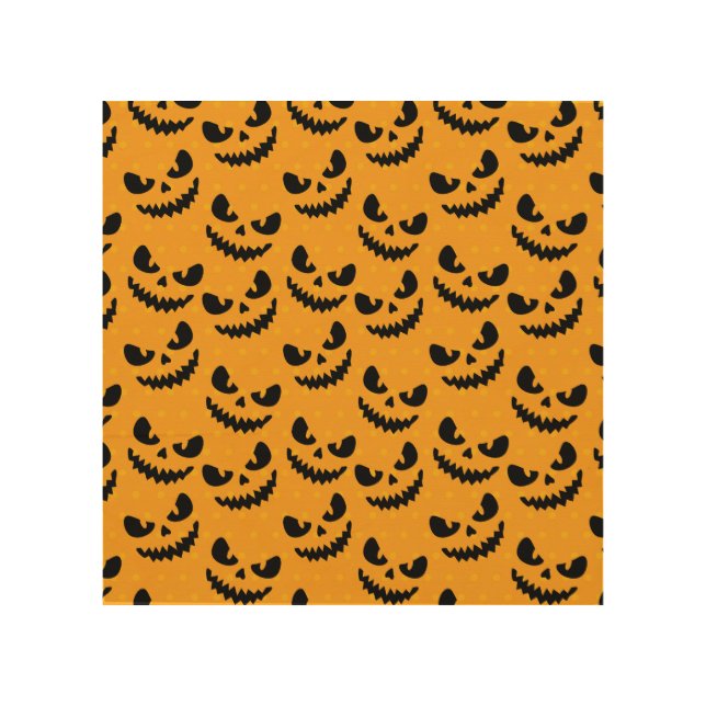 Halloween: scary faces, vintage style. wood wall art (Front)