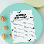 Halloween scary finish the phrase party game card<br><div class="desc">Halloween party game card</div>