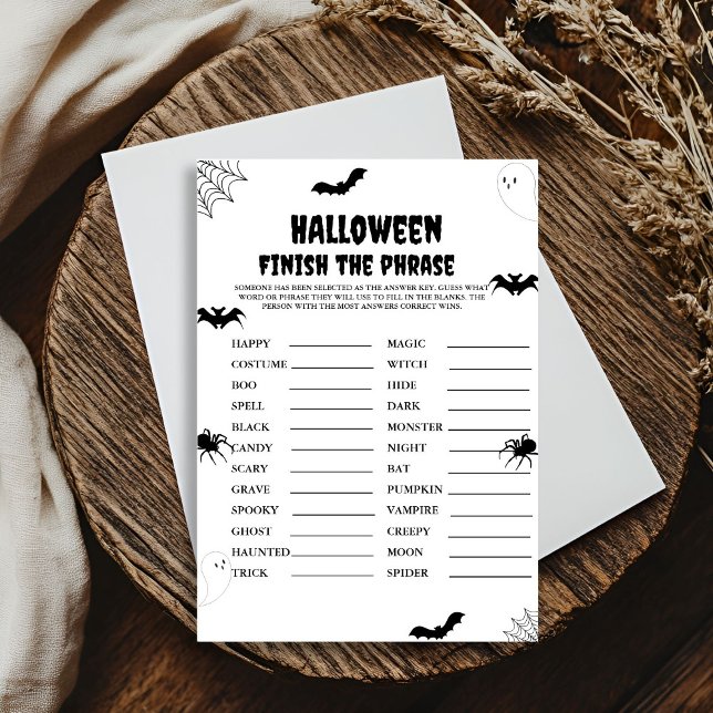 Halloween scary finish the phrase party game card (Creator Uploaded)