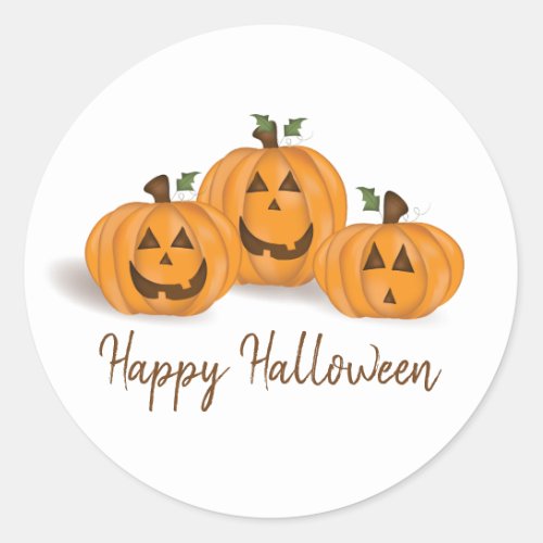 Halloween Scary Funny Cute Pumpkin Whimsical Classic Round Sticker