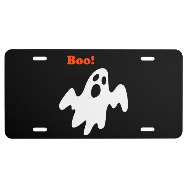 Halloween Scary Funny Holiday Ghost Says Boo License Plate (Front)