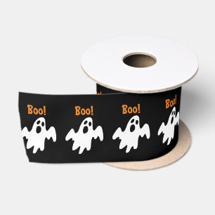 Halloween Scary Funny Holiday Ghost Says Boo Satin Ribbon