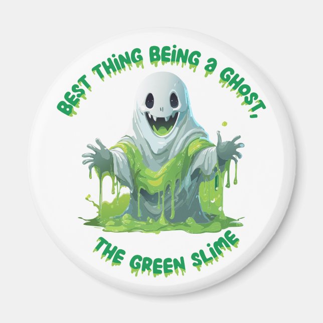 Halloween Scary Ghost Covered In Green Slime Magnet (Front)