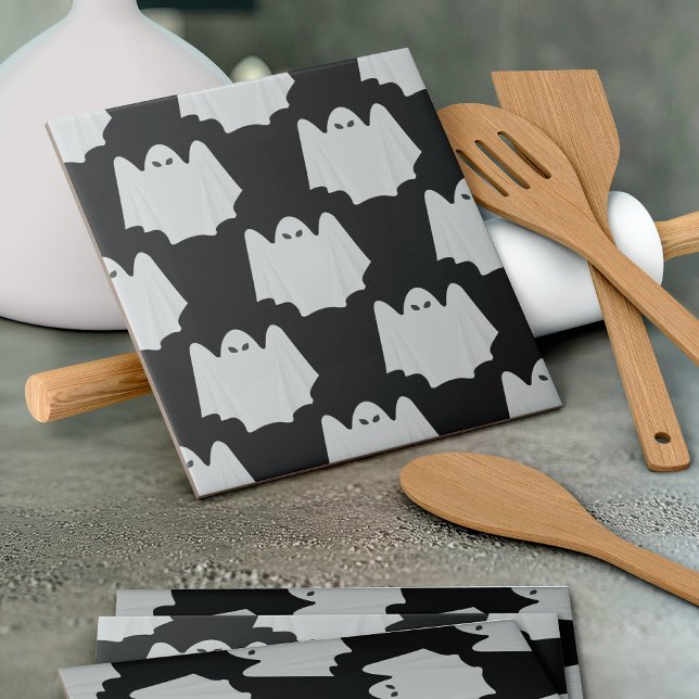 Halloween, Scary Ghost, Trick Or Treat, Boo Ceramic Tile (Creator Uploaded)