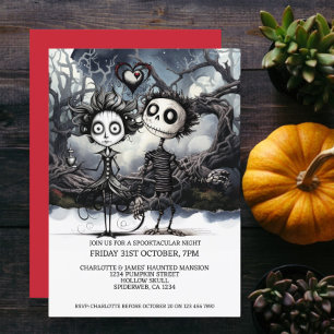 Halloween Scary Gothic Couple In Woods Invitation