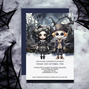 Halloween Scary Gothic Couple In Woods Invitation