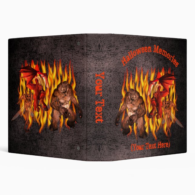 Halloween Scary Gremlin Monster Personalized    3 Ring Binder (Background)