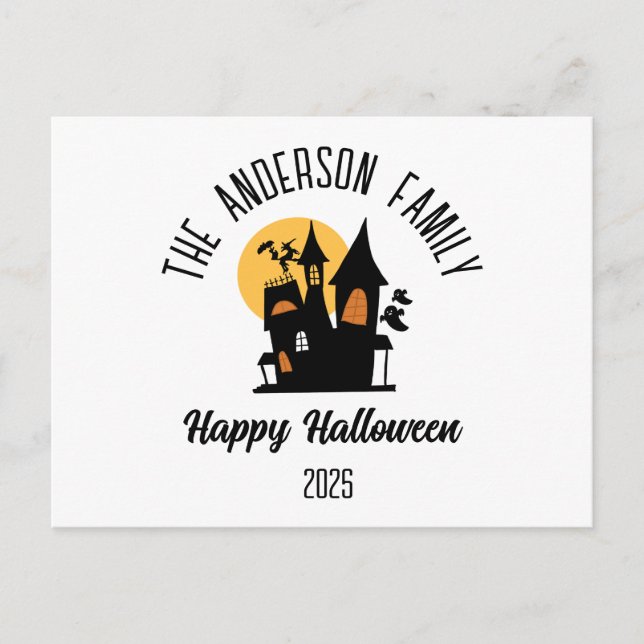 Halloween Scary Haunted  House Personalized Name Holiday Postcard (Front)