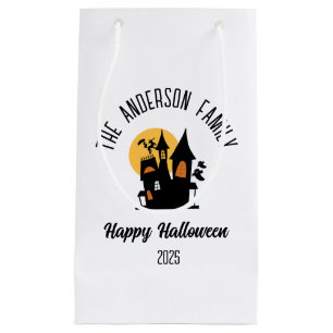 Halloween Scary Haunted House Personalized Name Small Gift Bag