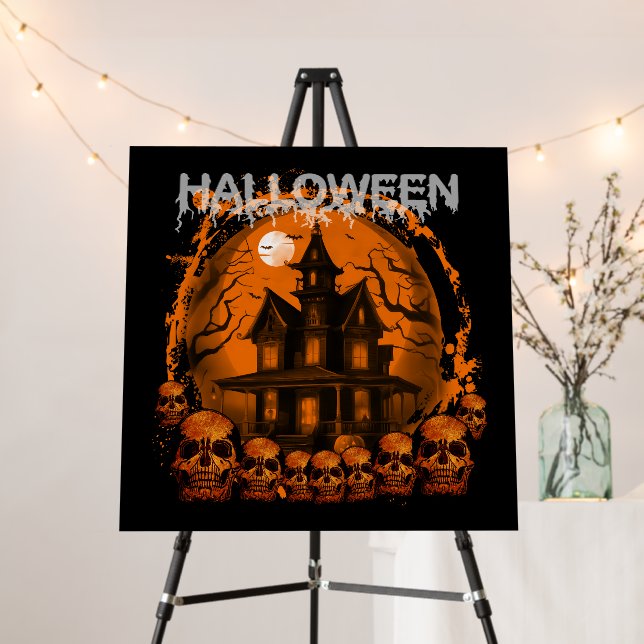 HALLOWEEN SCARY HAUNTED HOUSE SKULLS FOAM BOARD (In Situ (Stand))