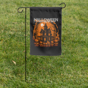 HALLOWEEN SCARY HAUNTED HOUSE SKULLS GARDEN FLAG