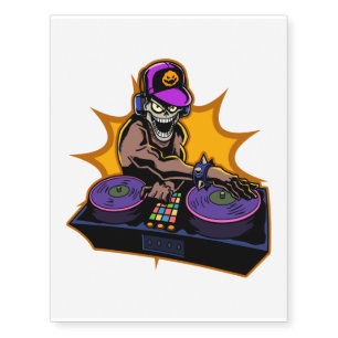 Halloween - Scary Horror Zombie Dj Skeleton Temporary Tattoos