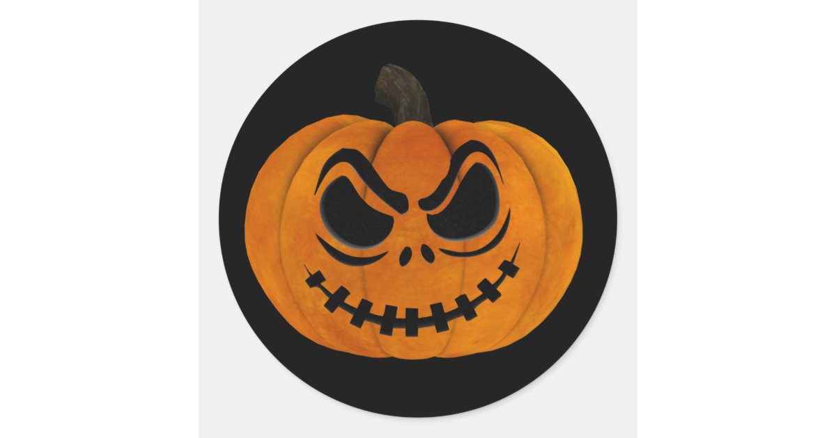 Halloween Scary Jack O Lantern Pumpkin Sticker | Zazzle